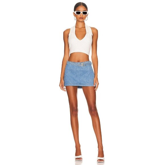 EB denim Wrap Mini Skirt in Daphne Size S Small NWT - Picture 2 of 5